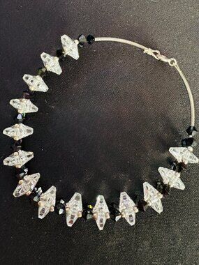 Black and Clear Glass Bracelet